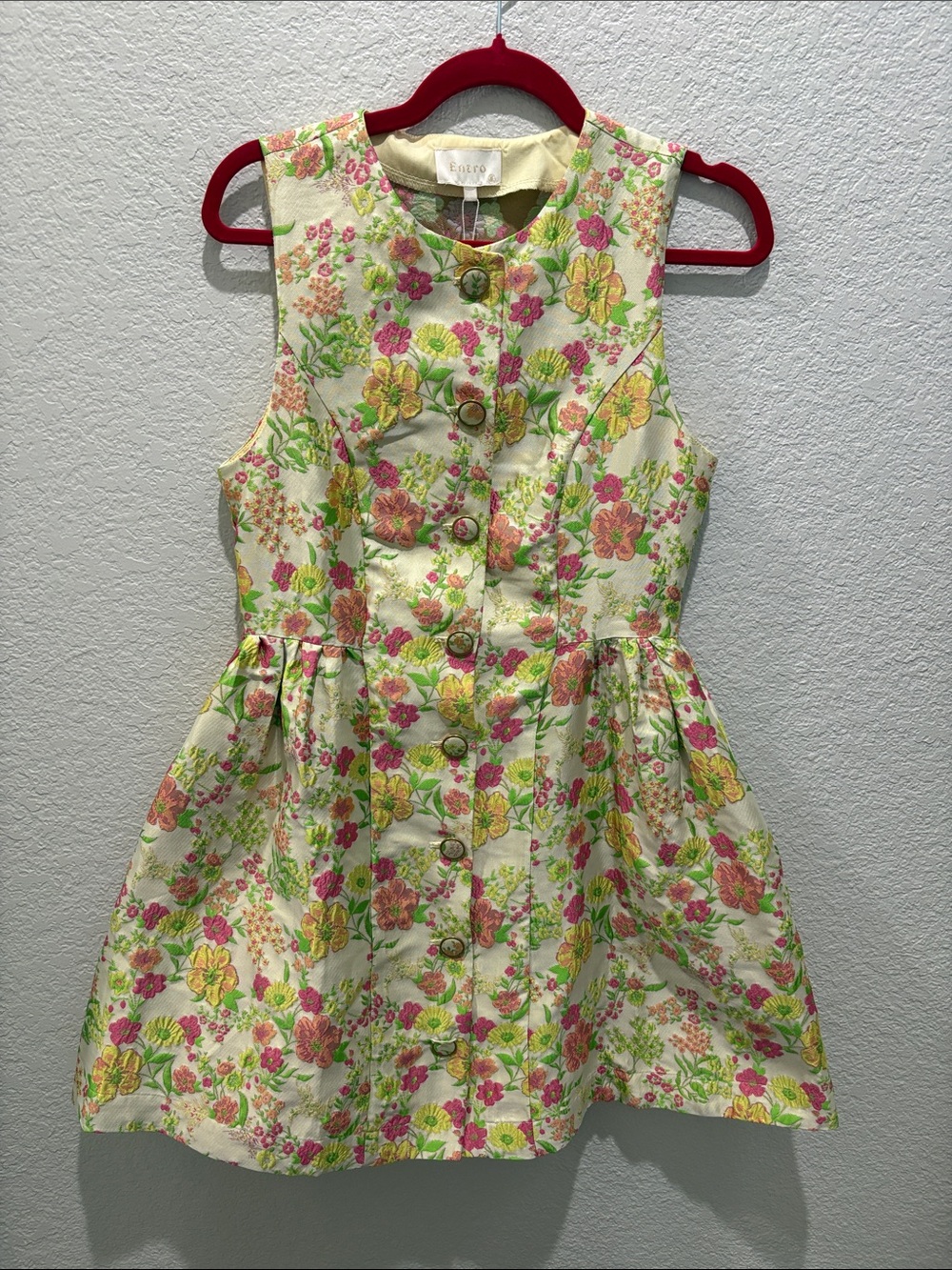 NWT Entro Red Dress Boutique Fresh Picked Feelings Floral Mini Dress Small